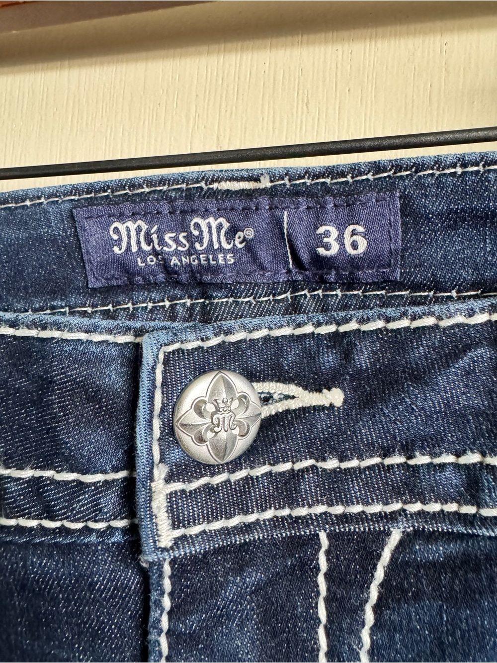 Miss Me Dark Blue Bootcut Jeans with Embroidered Pockets Plus Size - Picture 3 of 6